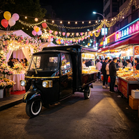 Carrito de Comida de Acero Inoxidable de 3 Ruedas Piaggio Ape Eléctrico a Precio de Fábrica, con Logotipo Personalizado, Barra Móvil para Cerveza, Bocadillos, Dulces