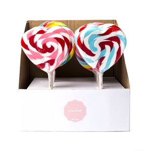 Bán Buôn Tùy Chỉnh Khổng Lồ Swirl Cầu Vồng Tráng Lollipop 85G Cá Nhân Bọc Trái Tim Kẹo Cứng Cho Ngày Valentine - Product Image 5