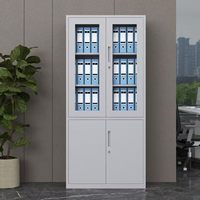 Archivador de Acero con Puerta de Vidrio KD 1850850400, Armario Metálico para Almacenamiento de Documentos de Oficina con Cerradura