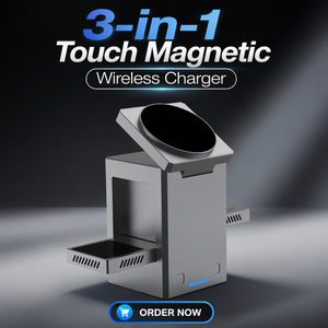 Trending Products 3 in 1 Magnetic Wireless Charger Stand 15W Universal Multi-Device Charging Pad for Smart Phone Watch Earphones - Product Image 1