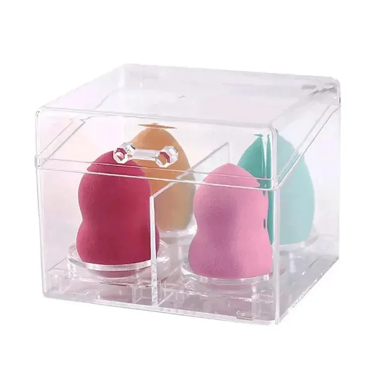 Acrylique transparent maquillage oeuf beauté porte-éponge organisateur boîte de rangement en plastique Transparent pour coton-tige