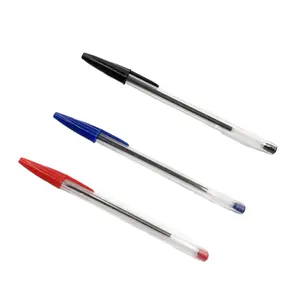 促销流畅书写圆珠笔办公学校文具塑料圆珠笔便签1.0毫米黑色蓝色红色25 Ctns