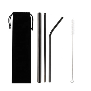 Cannucce in Metallo Colorato Riutilizzabili Ecologiche in Acciaio Inox 304 con Logo Personalizzato e Sacchetto in <span class=keywords><strong>Lino</strong></span> Accessori per Bar - Product Image 3