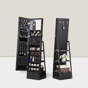 Freestanding Modern Handmade Aluminum Wood Framed Rotating <b>Storage</b> Organizer Vanity Closet Bedroom Jewelry <b>Mirror</b> Cabinet Full - Product Image 3