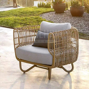 Ensemble de meubles d'extérieur modernes en alliage d'aluminium et rotin, table et canapé, imperméables, pour parc, hôtel, cour et villa - Product Image 4