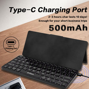 JOMAA 7 Color RGB Backlight BT Mini <b>Keyboard</b> PU Leather Wireless Rechargeable Foldable <b>Keyboard</b> for PC/Desktop/Laptop - Product Image 4