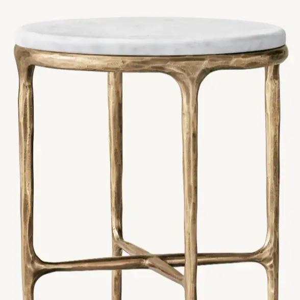 Table ronde forgée au design moderne avec dessus en marbre tables basses meubles d'hôtel