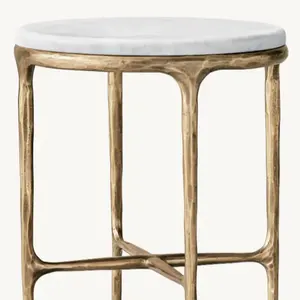 Modern design round forged table with marble top coffee tables hotel furniture