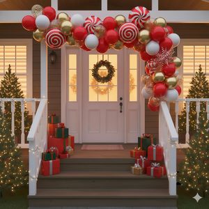 Ensemble de ballons de Noël en latex mat rouge et or métallisé de 12 pouces, ballons en aluminium en forme d'étoile et de sucette, décoration de fête d'<span class=keywords><strong>anniversaire</strong></span> - Product Image 5
