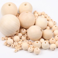 Perles en bois naturel rondes de 4-50 mm, breloques pour la fabrication de bijoux, accessoires faits à la main