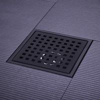 Bonde de sol 6x6 pouces, noir mat, anti-odeur, pour douche et baignoire, avec grille amovible, bonde de sol carrée pour salle de bain