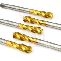 Set Tap Spiral Flute HSSE M2*0.40-M10*1.50 Berlapis TiN, Alat Pembuat Ulir Standar DIN untuk Pembubutan Lubang Buta pada Baja Tahan Karat