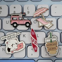 Autocollant de téléphone en émail souple personnalisé, style vacances d'été, thème plage, surf, dessin animé arabe, pour design café glacé