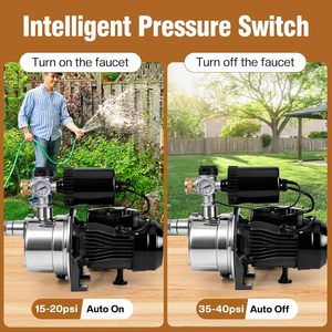 Pompe de surpression d'eau Enkreefi 3/4 HP en acier inoxydable 1050 GPH 110V avec fonction marche/arrêt automatique pour puits peu profond domestique - Product Image 5