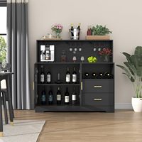Accueil Café Cuisine Rack en verre Buffet Buffet Armoire Bar à vin Armoire avec lumière LED