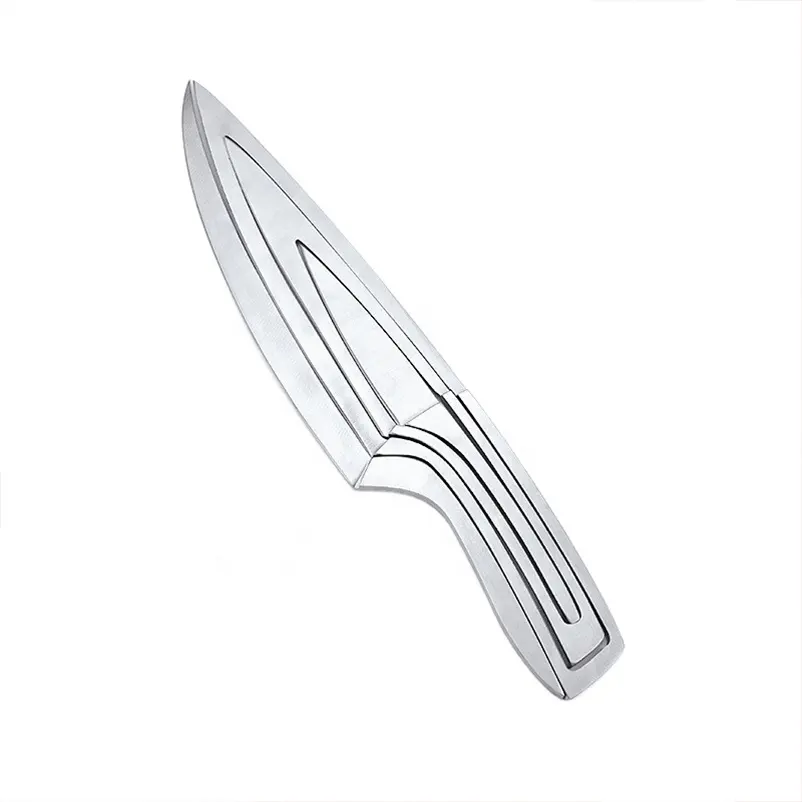 Ensemble de couteaux de Chef en acier inoxydable, combinaison à usages multiples pour la cuisine haut de gamme 4 en 1 en acier inoxydable