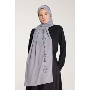Chal Bordado - Hilal Dokuma - Gris - Negro - Hilal Dokuma - Gris - Negro - Product Image 2