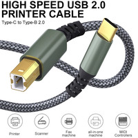 Accessoires électroniques, câble de charge rapide type C vers USB B, nylon tressé, plug and play, pour imprimantes/scanners/copieurs Lexmark