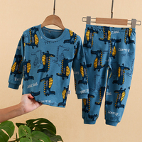 Ensemble de pyjama unisexe pour enfants, imprimé animal, manches longues, pantalon long, 100% coton peigné, logo personnalisé, style décontracté d'automne