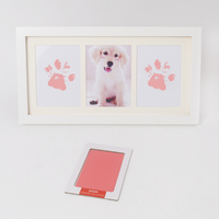 Cadre photo commémoratif pour animaux de compagnie, empreintes de pattes de chat et de chien, peinture numérique imperméable, design tendance, utilisation sur table, en pin de Nouvelle-Zélande blanc