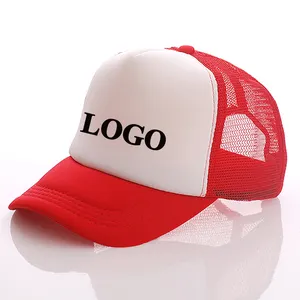 Chapéu de espuma de logotipo personalizado, barato, 5 painéis de malha frontal, multicolor, moda esportiva, caminhoneiros