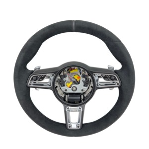 3 <span class=keywords><strong>Runner</strong></span> Flaches Burgunderrotes Voll-Leder Upgrade-Lenkrad für Porsche 911 918 718 Macan Premium Innenraum Ersatzlenkrad - Product Image 4
