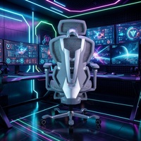 Chaise de bureau ergonomique de luxe en maille avec massage - Design contemporain inclinable et pivotant à dossier haut pour le gaming et le télétravail