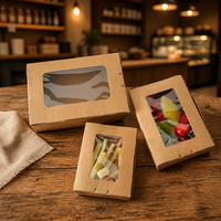 Lunchdoos van ecologisch verantwoorde, wegwerpbaar karton voor fastfood, salade, fruit en kip, met transparant PVC venster