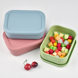 Boîte à lunch rectangulaire en silicone sans séparateur, récipient de stockage alimentaire, compatible micro-ondes, boîte bento portable pour enfants et adultes, pique-nique en plein air - Product Image 4
