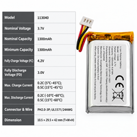 Batterie polymère au lithium rechargeable 3,7 V 1300 mAh avec BMS pour traceur GPS