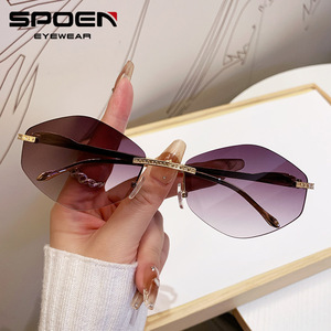 Gafas de Sol SPOEN Sin Montura, Estilo Ojo de Gato, Lentes Degradadas, Estilo Retro, Protección UV375 para Mujer - Product Image 2