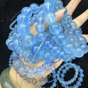 고품질 천연 아쿠아마린 팔찌 스트레스 해소 명상용 준보석 남녀 공용 힐링 파워 비즈 팔찌 - Product Image 1