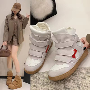 Custom Style Invisible Height-increasing <strong>Women's</strong> Wedge-heel Velcro Sneakers Anti-Skid High-rise All Seasons - Product Image 3