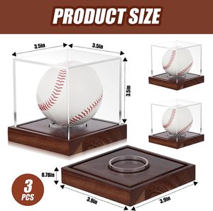 ที่ใส่ลูกเบสบอลใสพร้อมกล่องแสดงฐานไม้กล่องลายเซ็นสำหรับลูกเดี่ยว - Product Image 6