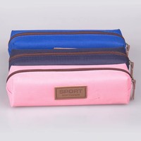 Tas alat tulis bercetak Logo kustom ritsleting silinder promosi siswa sekolah Kit kantung pensil pena senyum Murah Mewah