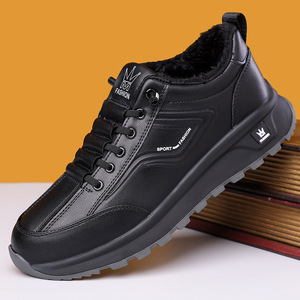 Men Winter <b>Warm</b> Fleece Lined Lace Up Sneakers White Thick Sole Sport Fashion <b>Shoes</b> - Product Image 2