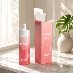 Flacon compte-gouttes en verre rose dégradé personnalisé de 60 ml, emballage de luxe pour huile essentielle et sérum avec boîte - Product Image 1