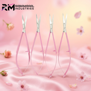 Eye Brow Professional Micro Scissors 4.5" Straight Baby pink Color Spring Action extra sharp Blade Customize color - Product Image 1
