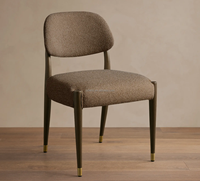 Chaises de salle à manger Ferly de style moderne du milieu du siècle, rembourrées en bouclette, avec structure en bois massif et embouts en laiton, pour la salle à manger de la maison, la décoration de la villa