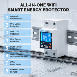 Disyuntor Inteligente con Protección de Sobrevoltaje, Medidor de Energía, Control Remoto, 220V, Carril Din, Pantalla Dual, 63A, TUYA, WiFi - Product Image 3