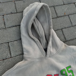 Sweat à capuche surdimensionné en molleton français 100 % coton personnalisé pour homme, tricoté, style vintage, effet vieilli, motif uni, délavage acide, coupe longue - Product Image 5