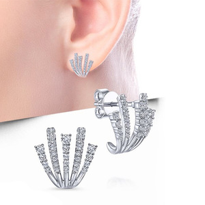 Orecchini a Clip a Forma di Artiglio per Donne, con Accenti di Cristalli, Accessori di Moda - Product Image 1