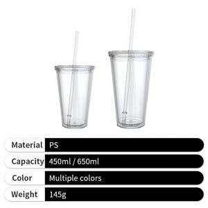 2026 Wholesale <b>Straw</b> <b>Cup</b> Transparent Multi-color Plastic Unique <b>Straw</b> Leak-proof <b>Straw</b> <b>Cup</b> for Advertising - Product Image 5