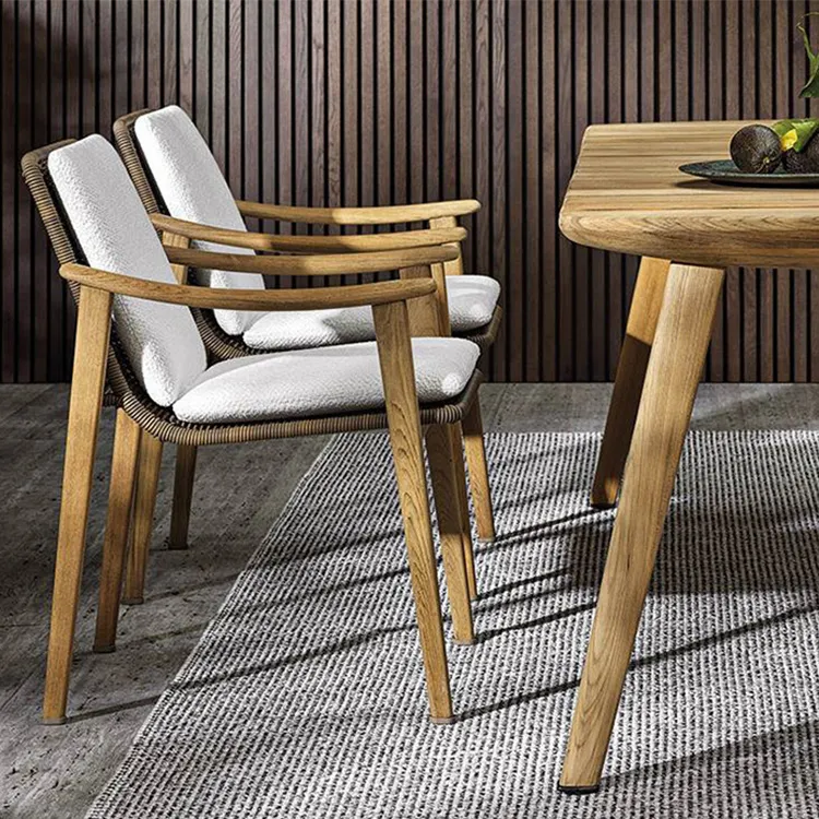 מודרני חיצוני מודרני עץ ריהוט גן פטיו המלון שולחן אוכל כסאות