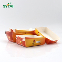 Plateau de nourriture en papier kraft, plateau de bateau en papier kraft jetable avec revêtement PLA, plateau de papier de restauration rapide