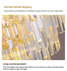 Luminaires suspendus à haute économie d'énergie, grande taille, hauteur réglable, cristal doré, décoration de mariage, escaliers d'hôtel personnalisés, modernes, JYLIGHTING - Product Image 2