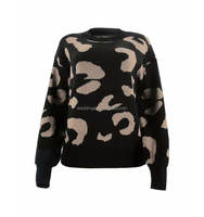 Sweater rajut pola sapi, Sweater Jacquard bahu jatuh leher bulat musim gugur musim dingin
