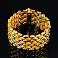 Pulsera de Oro Simple para Mujer, Chapada en Oro de 24k, Elegante Brazalete, Joyería Clásica Brasileña para Bodas y Fiestas