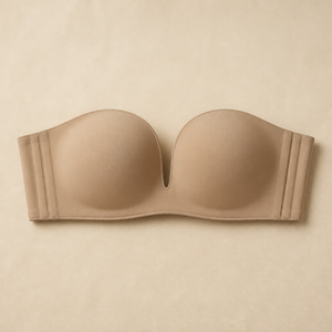 Soutien-gorge bandeau sans bretelles camel clair pour femme, avec maintien latéral en silicone, convertible multi-positions, pour tenues de cérémonie - Product Image 4