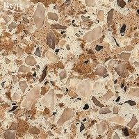 Dalle de pierre de quartz artificielle beige chaud anti-taches et résistante à l'usure, à granulats multiples, pour l'intérieur des villas et des maisons